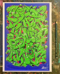 Alphabet "WILDSTYLE 1" - Bright Green A4 hand-finished 
