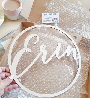 Image of LARGE WOODEN NAME HOOP 
