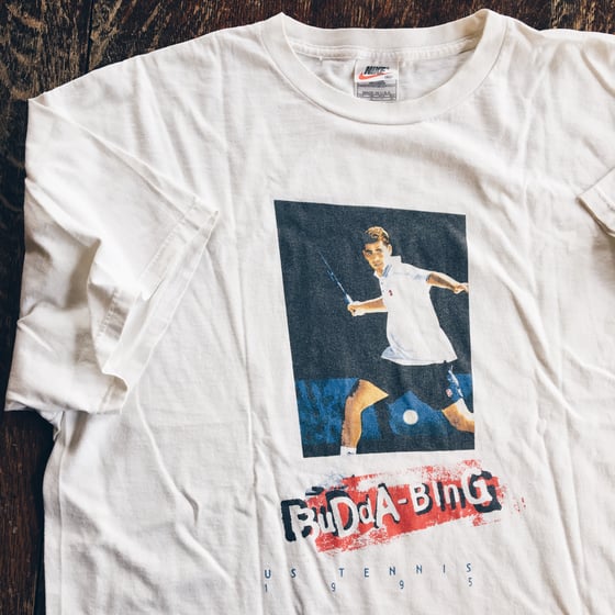 Image of Original 1995 Nike US Open Sampras Agassi Tee.