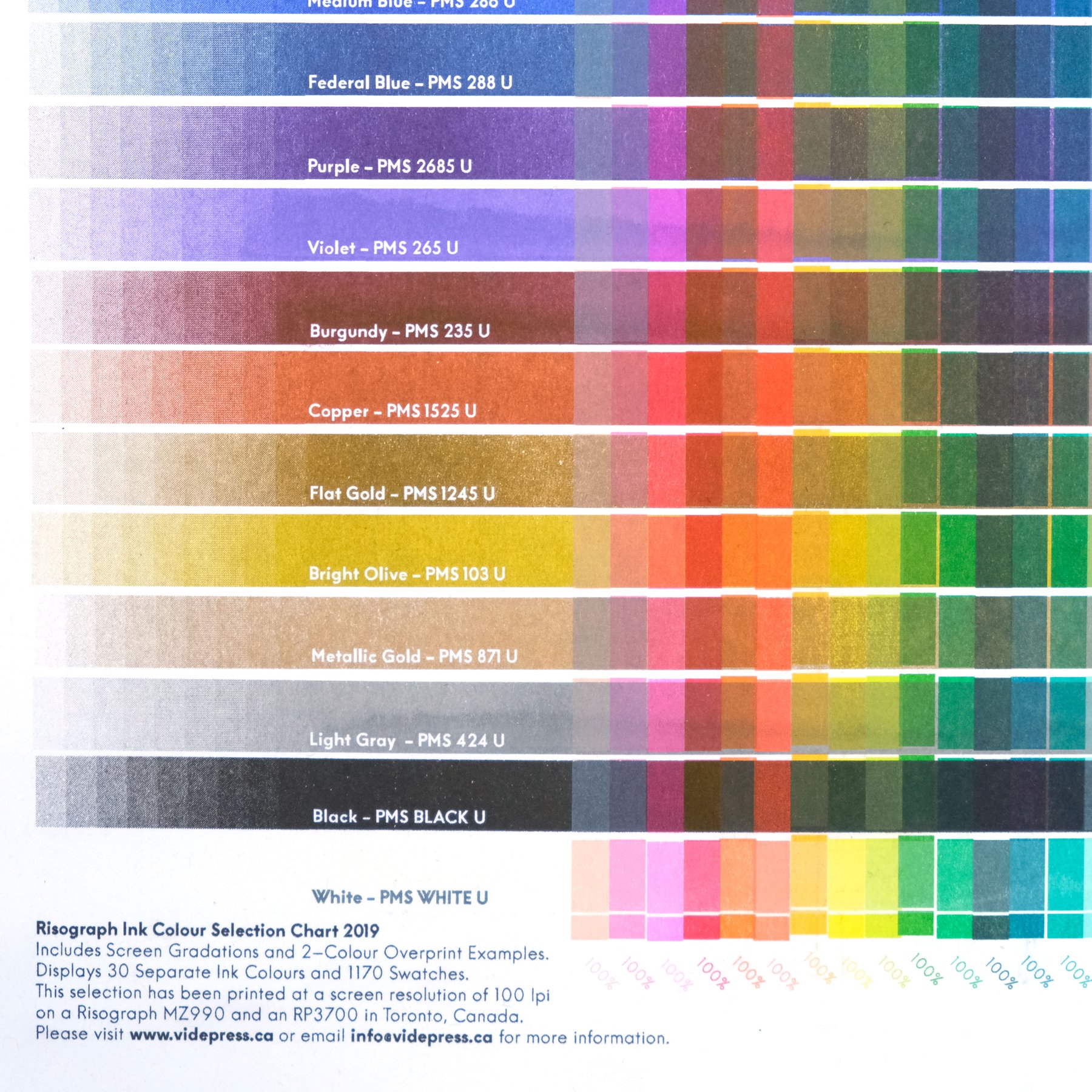 30-Colour Risograph Overprint Colour Chart | Vide Press