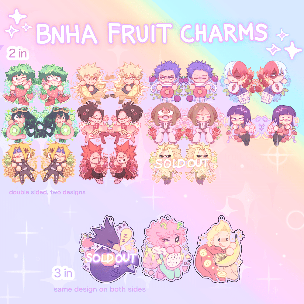 Image of SALE bnha fruit charms (2in & 3in)