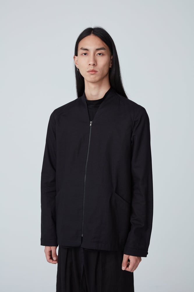 Image of TRAN - V領簡約薄夾克 (黑)
