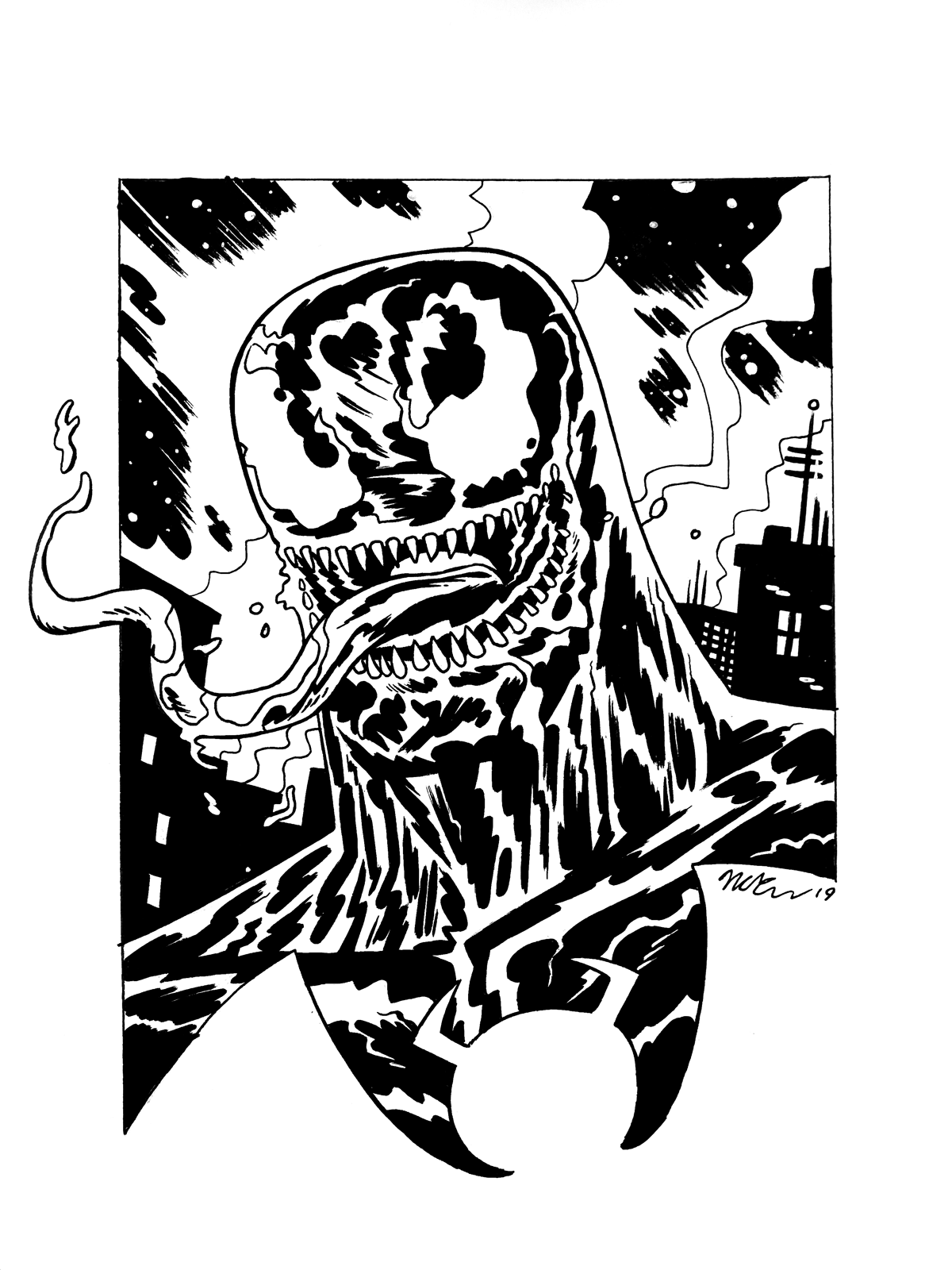 Image of Venom ink drawing original art