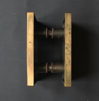 Image 4 of Pair of Cast Bronze Door Handles with Geometric Relief