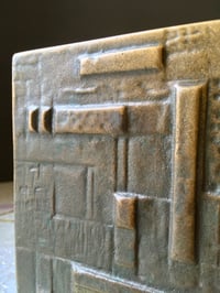 Image 3 of Pair of Cast Bronze Door Handles with Geometric Relief