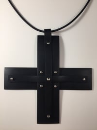 Image 2 of XL Banded Cross Necklace