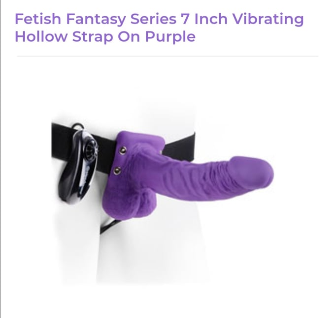 Image of Fetish Fantasy Series 7 Inch Vibrating Hollow Strap On Purple
