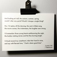 Curtain Call - Poem Postcard (7 x 5 size)