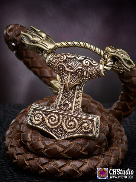 Image of Thor's Hammer MJOLNIR SKANE - Leather Necklace