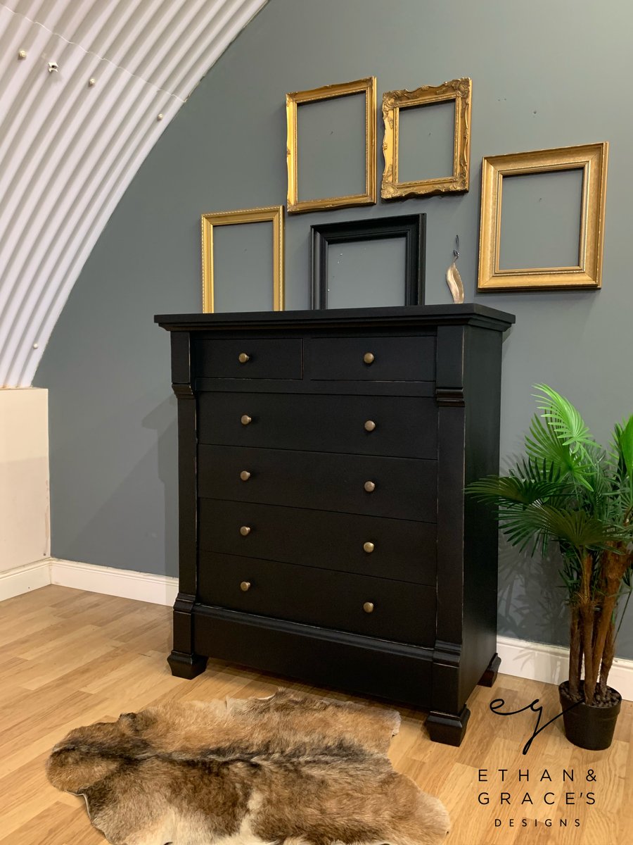Solid wooden distressed black chest of drawers Ethan and Grace's Designs