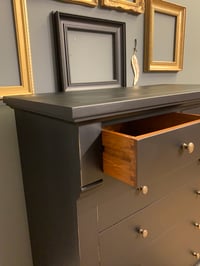 Image 3 of Solid wooden distressed black chest of drawers 