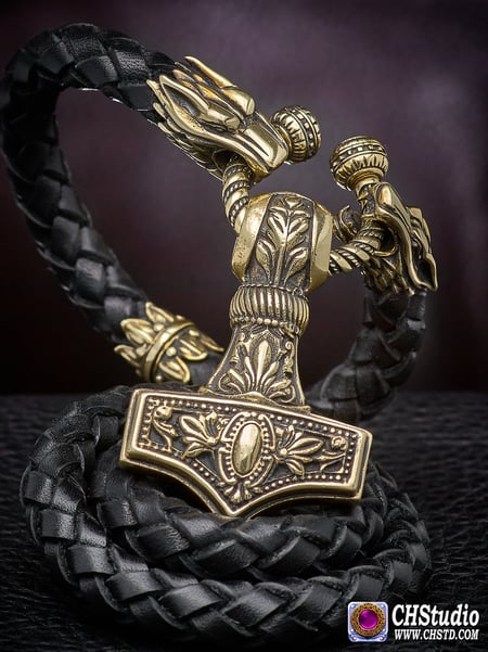 Image of MJOLNIR : Thor's Hammer Leather Necklace