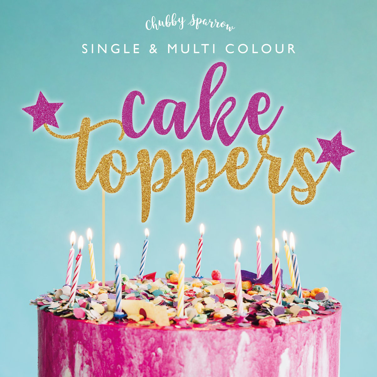 Image of Glitter Card Cake Toppers