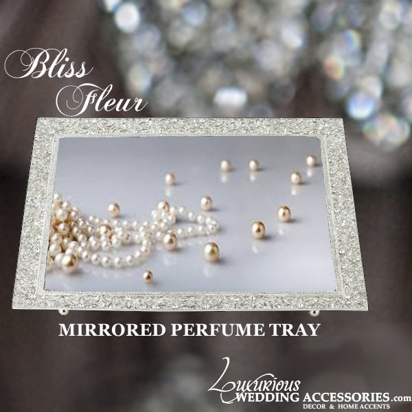 Image of Fleur Silver Mirrored Perfume Vanity Tray