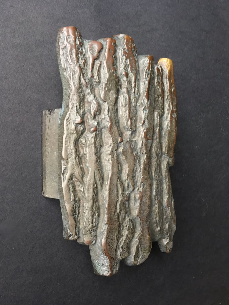 Image of Large Bronze Handle with Tree Bark or Rock Design