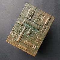 Image 5 of Pair of Cast Bronze Door Handles with Geometric Relief