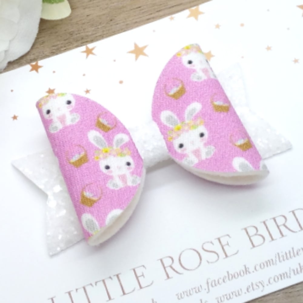 Pink Bunny Easter Bow 