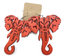 Image 2 of African Elephant Wooden Earrings (2 Colors) 