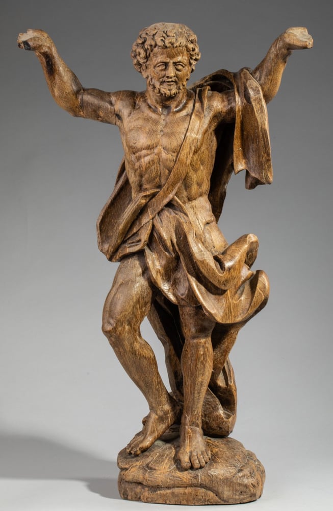 Image of A Large North European Late Baroque carved Oak figure of Atlas
