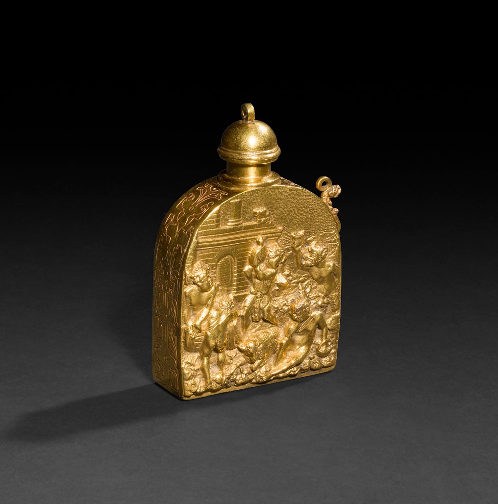 A scarce gilt bronze Renaissance wine flask after models probably by ...