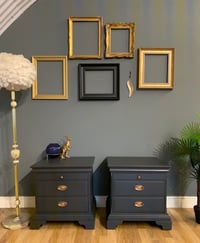 Image 4 of A pair of mahogany Stag bedside tables in dark grey.