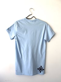 Image of your strongest ally tee in light blue 