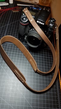 Image 3 of Wide Neck Brown Leather Camera Strap