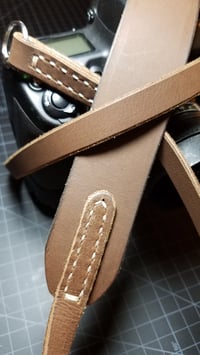 Image 2 of Wide Neck Brown Leather Camera Strap