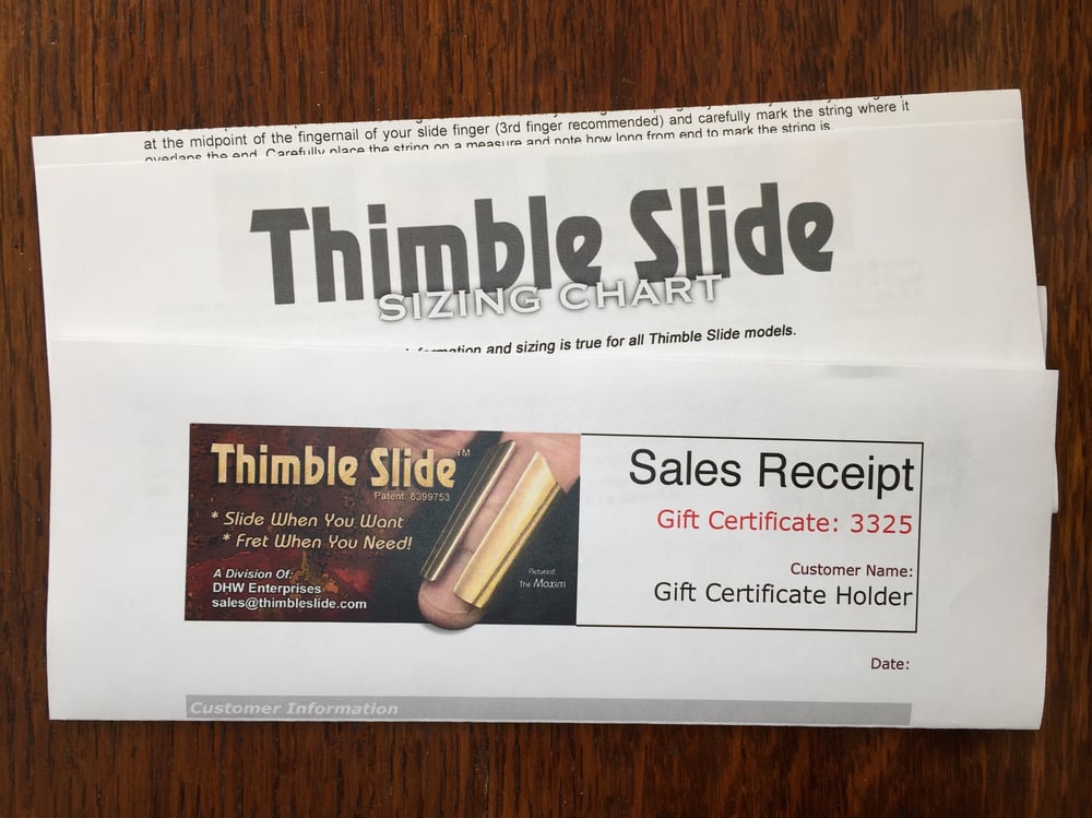 Image of Gift Certificate For Thimble Slide: Maxim