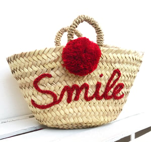 Image of MINI BEACH BAG PAGLIA CON RICAMO SMILE