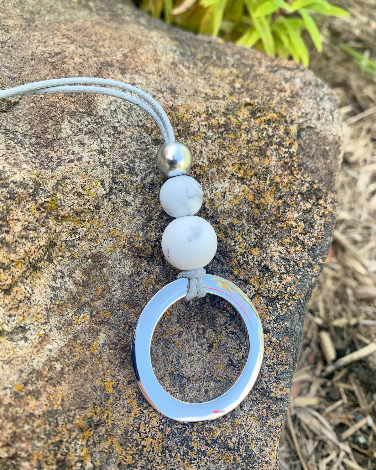 Image of Silver Pendant Necklace - marble