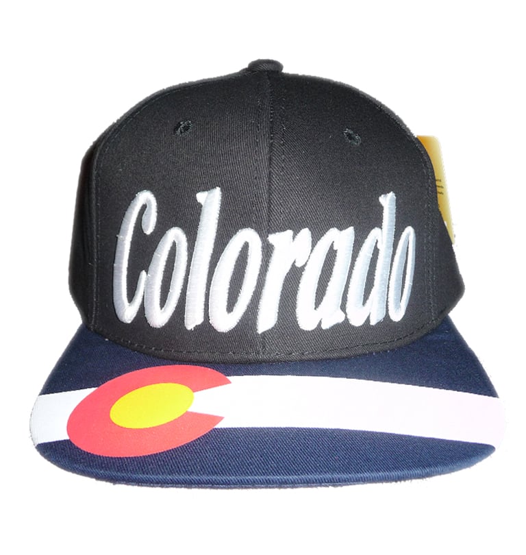 Image of COLORADO STATE SNAPBACK HAT BLACK WITH EMBROIDERED FRONT AND PRINTED BRIM