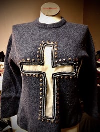 Image 1 of Indigo Crucifix UPcycled sweater