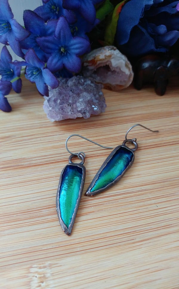 Image of Jewel Beetle Elytra Earrings