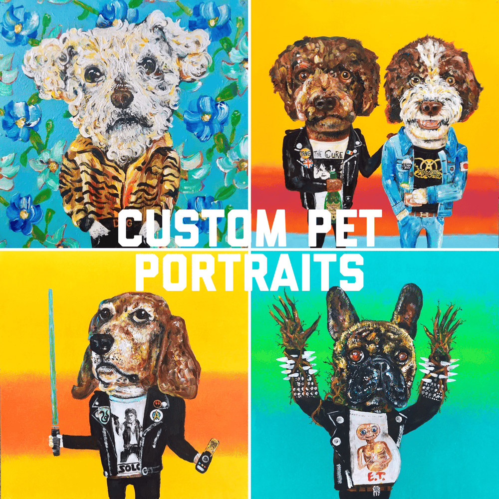 Image of CUSTOM PET PORTRAIT - 24in X 24in (Up to 3 Pets)