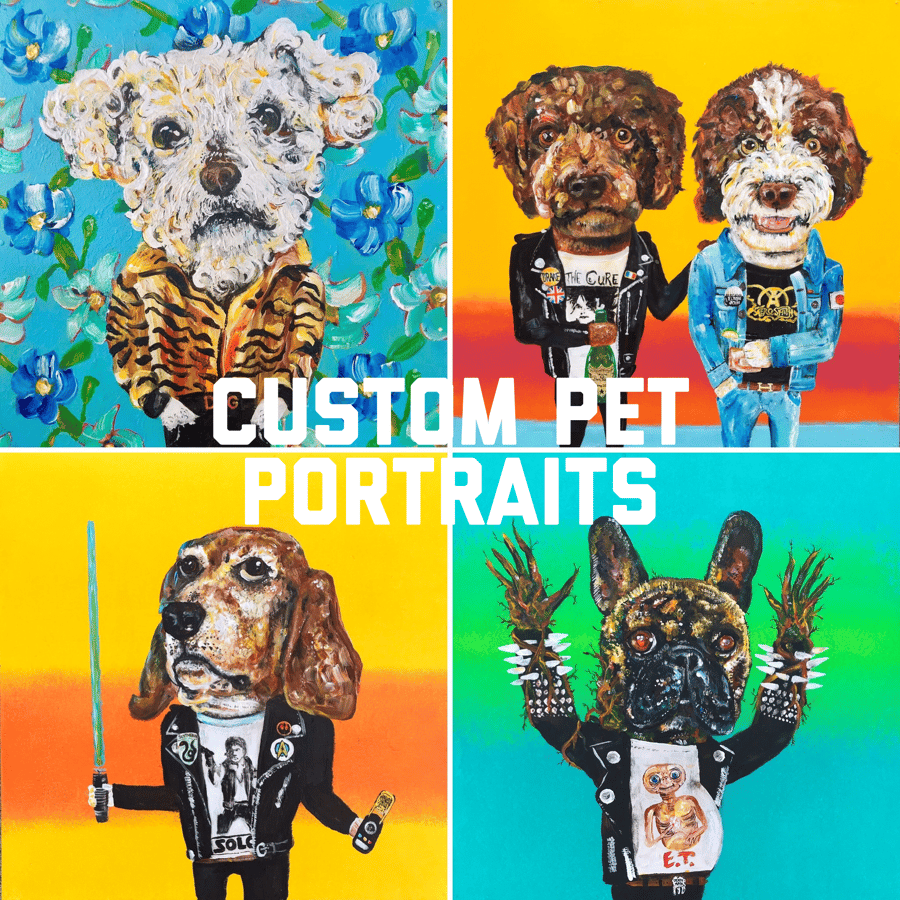 Image of CUSTOM PET PORTRAIT - 24in X 24in (Up to 3  Pets)