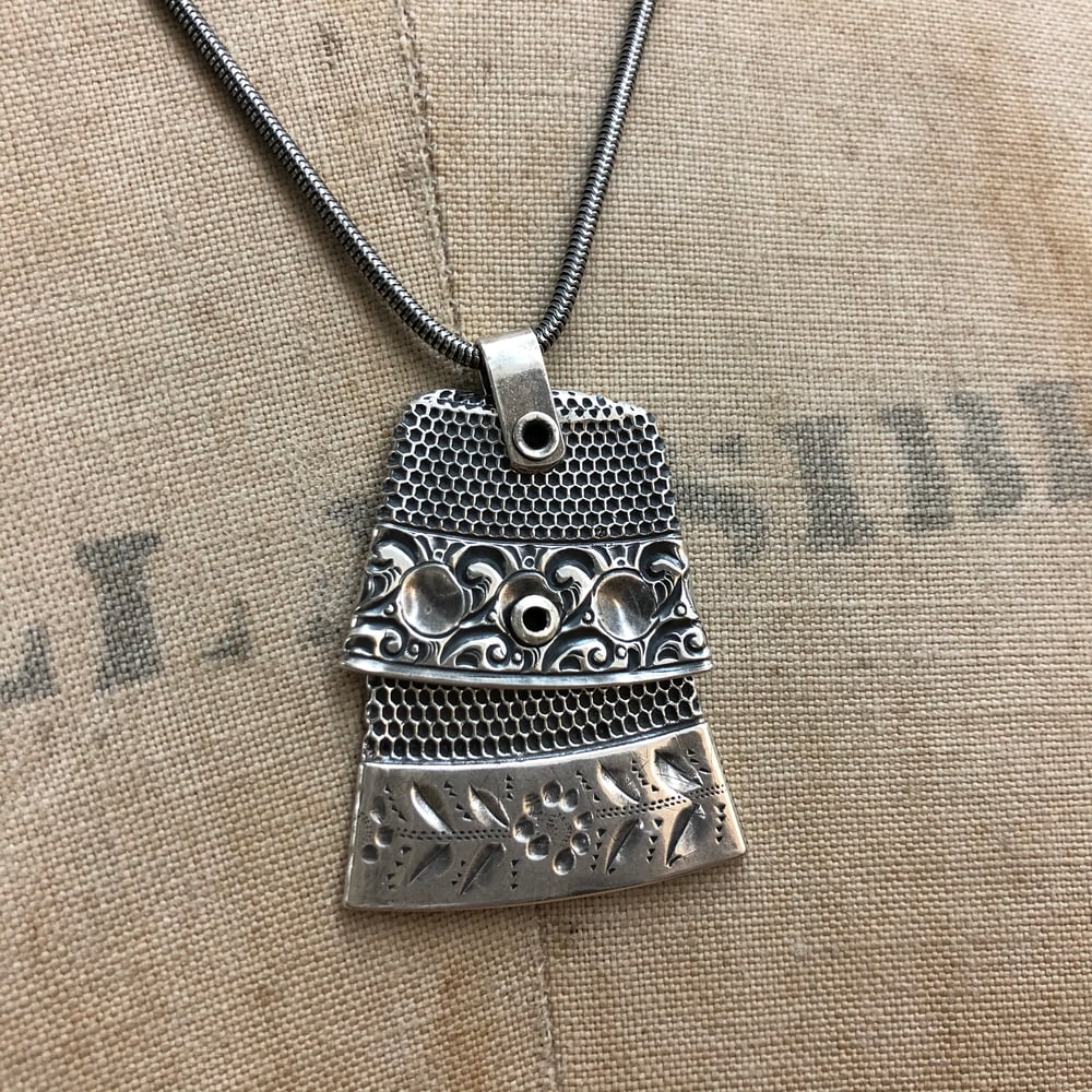Image of Double silver thimble necklace 