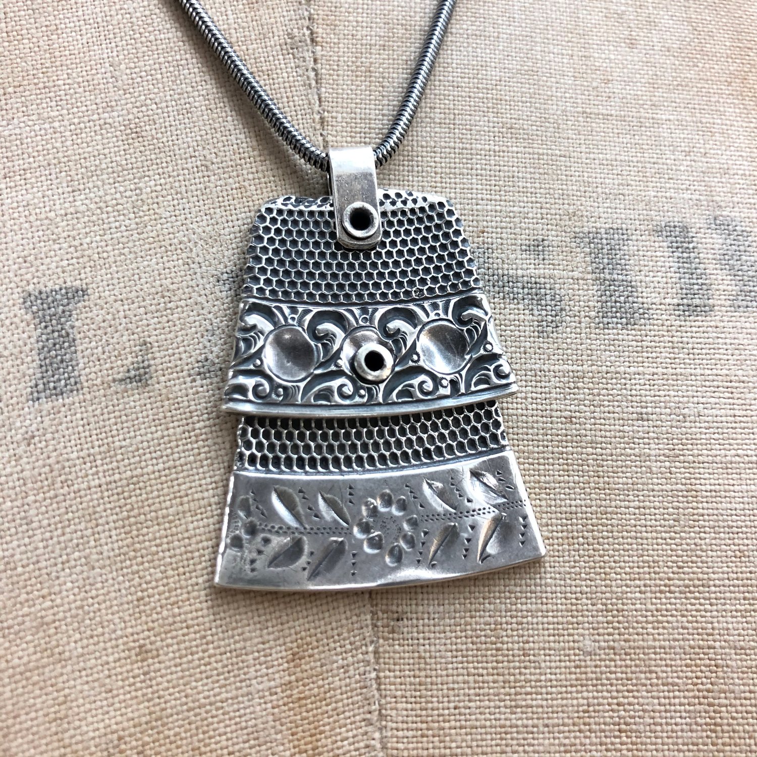 Image of Double silver thimble necklace 