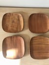4 Small Mid Century Modern Wooden Appetizer Plates