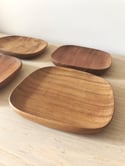 4 Small Mid Century Modern Wooden Appetizer Plates 