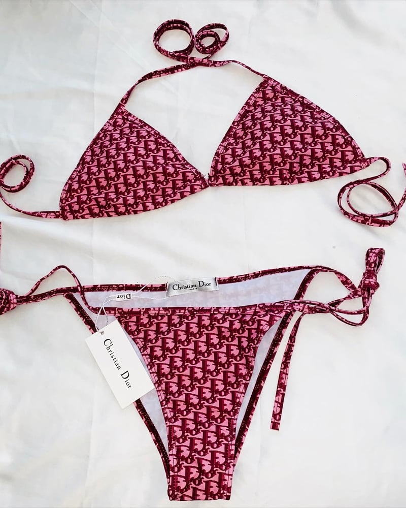 Image of Pink D Print Fashion Bikini 