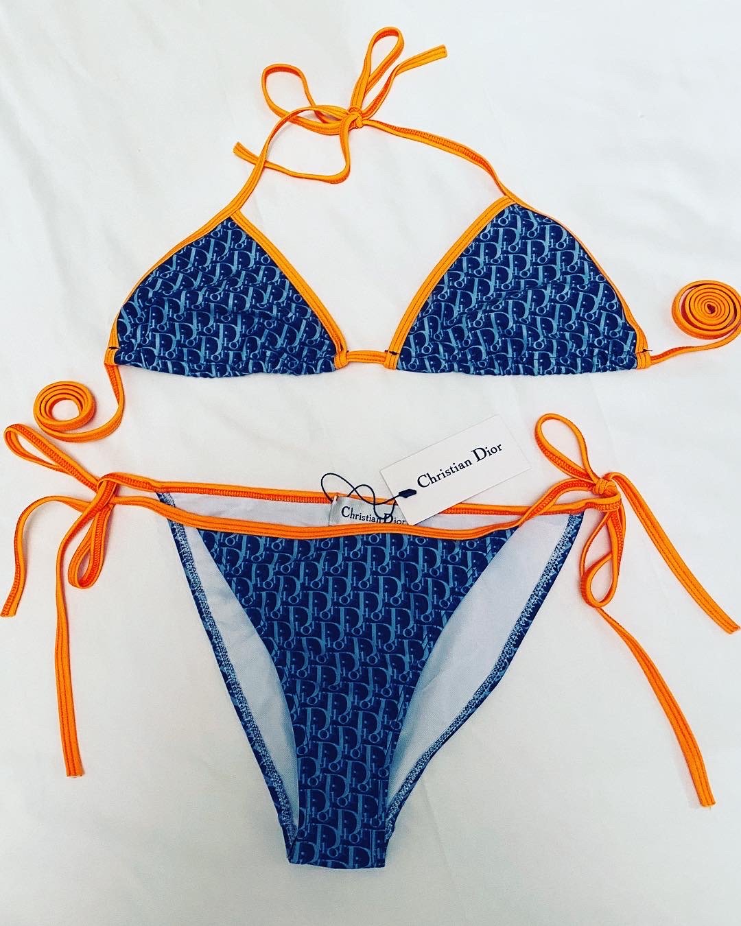 dior bikini blue and orange