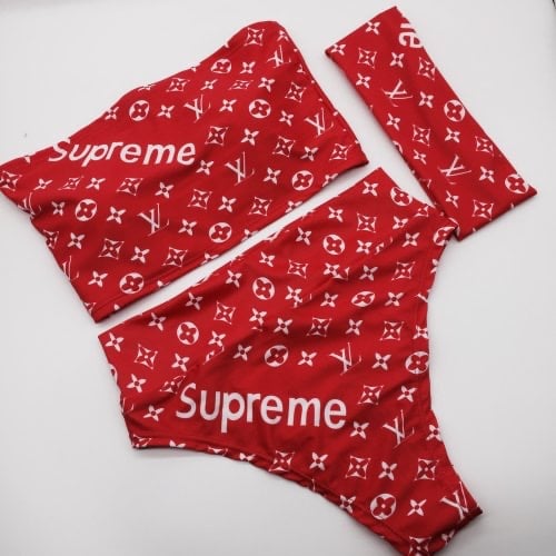 Image of Red LV Supreme Three in One set