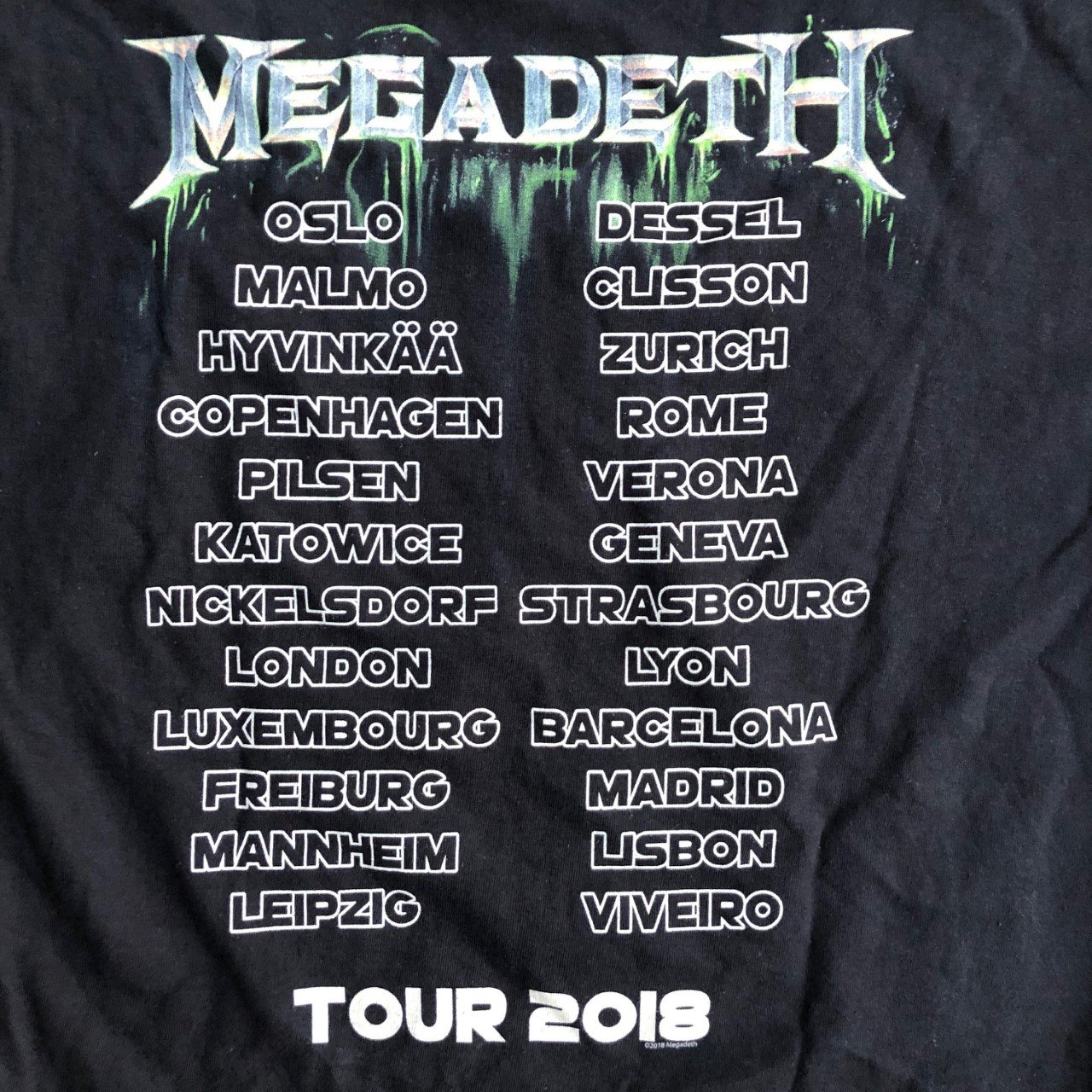 Image of 2018 Megadeth European Tour Tee