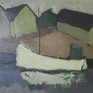 Image of Mid Century Oil Painting 'Sailboat'