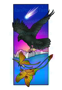 Crow and Moth Print // Tattoo Print