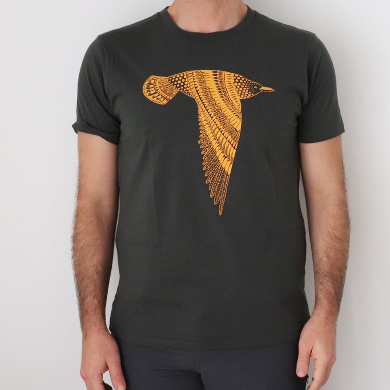 Image of LAST ONES! Men's Seabird T-Shirt - Gold and Charcoal