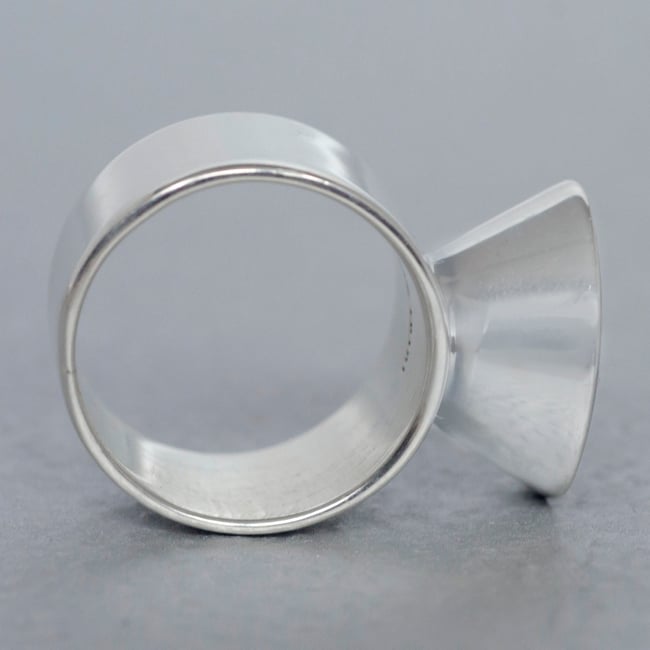 High Round Silver Ring- Black 