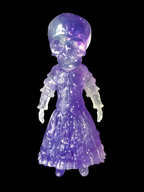 Image of Clear Purple Glitter Skellene 5” Resin