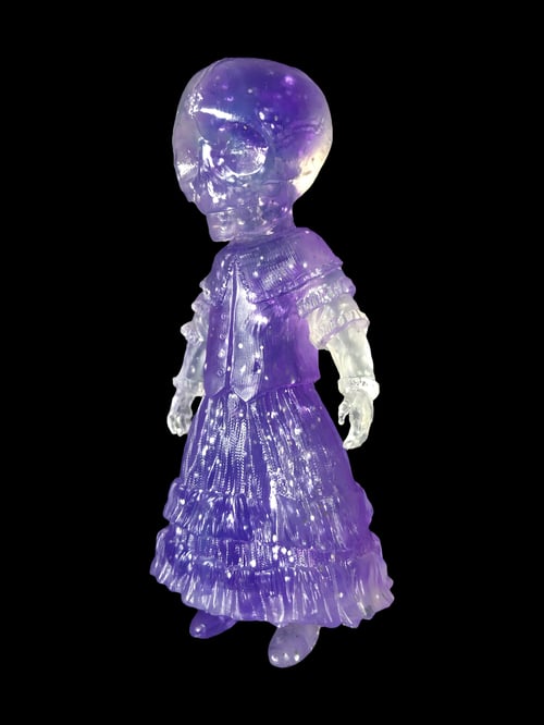 Image of Clear Purple Glitter Skellene 5” Resin